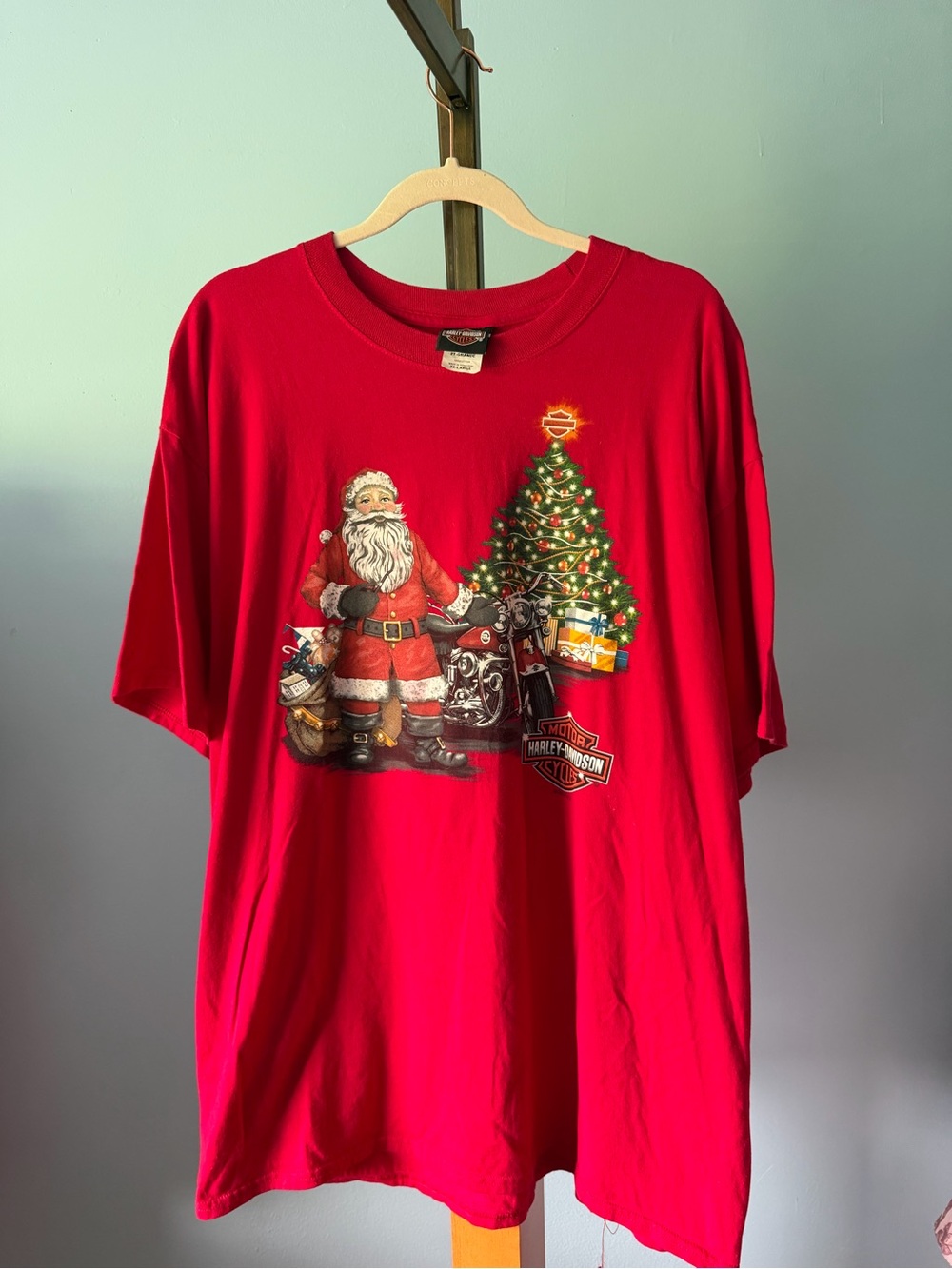 Harley-Davidson Red Santa & Christmas Tree Motorcycle Tee 2x
